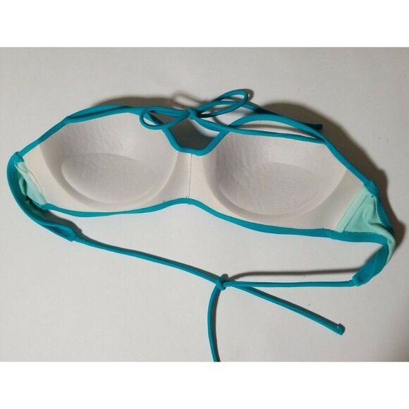 OP blue turquoise halter string bikini swim top with padded bra - Picture 3 of 4